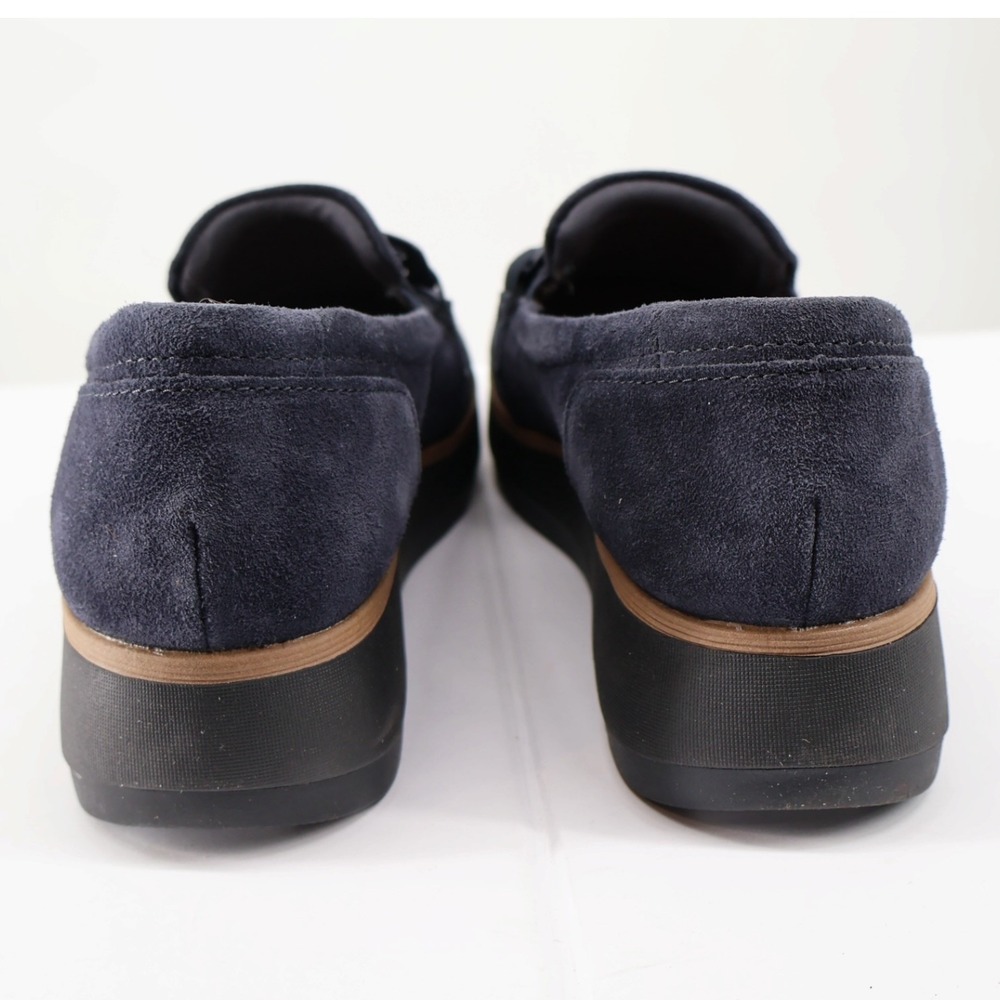 Clarks‎ Zylah May Navy Suede Chain Loafers Platform Comfort Shoes NIB 9.5M - Picture 3 of 8